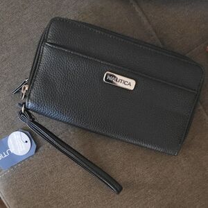 Nautica Black Pebbled Wristlet